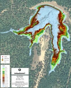 GPS Lake Map Isolates Fishing Hot Spots