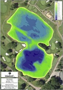 Color shaded depth map showing post dredging lake depths